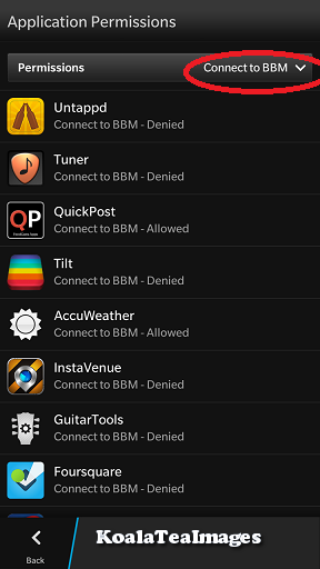 Your list will look different but these are some of the apps that have requested permission to connect to BBM. I have only allowed one of this set that permission.