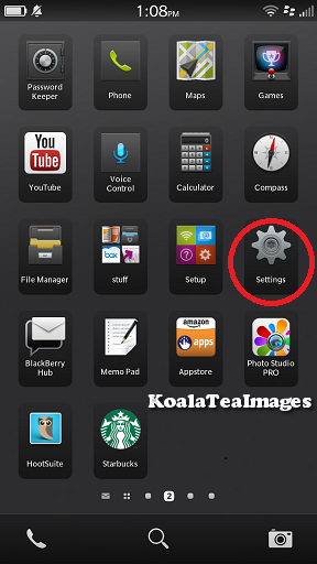 A group of application icons with the gear representing the settings icons circled in red