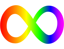 The logo for the neurodiversity movement is a rainbow coloured infinity symbol.